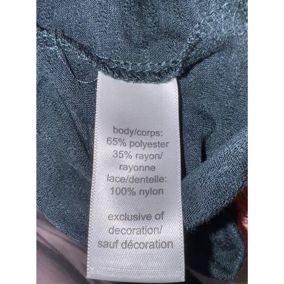 Whimsygoth Lace Green Gauze Velvet Trim Bell Sleeve Top Boho Hippie Size Small - Picture 9 of 10